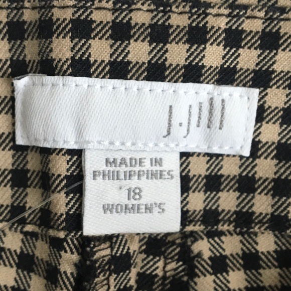 J Jill Plaid Checkered Cotton Ankle Pants Black Brown Size 18 - Picture 9 of 17
